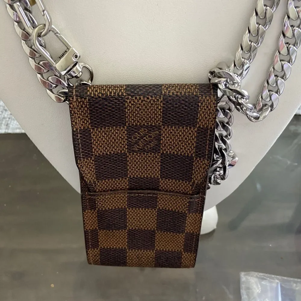 LV Epi Cigarette Case impeccable condition with new silver chain in original box